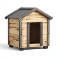 Hundehütten & Hundekäfige-Holz-79x60x70cm-Naturholz-Grau-Schwarz-rustikal-modern