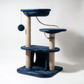 Kratzbäume & Katzenmöbel - Sisal-Plüsch-Holzwerkstoff - 86x52x138 cm - Dunkelblau-Natur - modern komfortabel