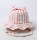 Babymützen-Baumwolle-27x25x15 cm-Rosa-Weiß-gestreift mit Schleife oben und Stopper