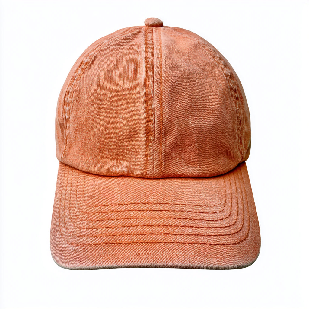 Caps-Baumwolle-29x20x13 cm-Orange-Baseballcap im Washed-Look