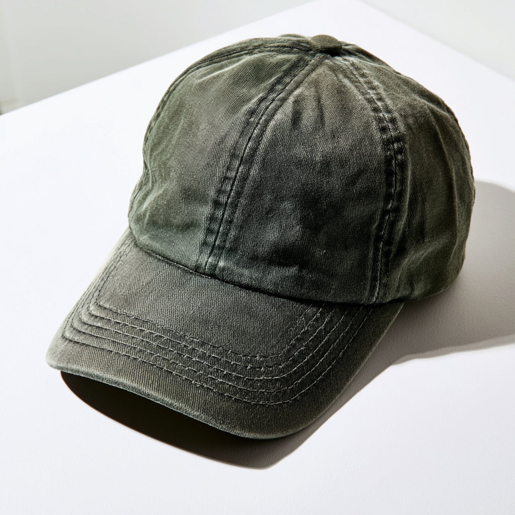 Caps-Baumwolle-30x21x13 cm-Olivgrün-Baseballcap im Used-Look