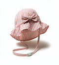 Babymützen-Baumwolle-26x24x14 cm-Rosa-Weiß-gestreift mit Schleife
