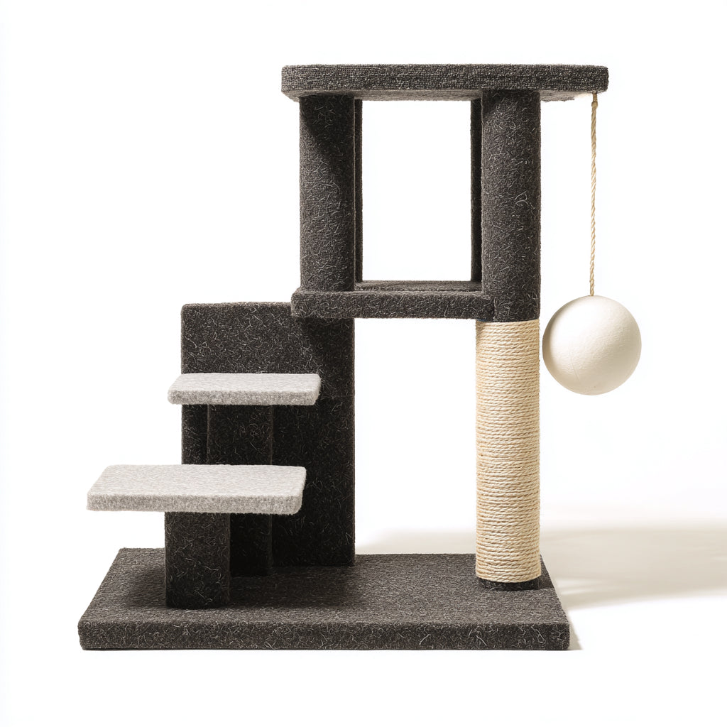 Kratzbäume & Katzenmöbel - Sisal-Plüsch-Holzwerkstoff - 78x44x118 cm - Anthrazit-Natur-Creme - urban minimalistisch