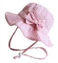 Babymützen-Baumwolle-27x25x14 cm-Rosa-Weiß-gestreift mit seitlicher Schleife