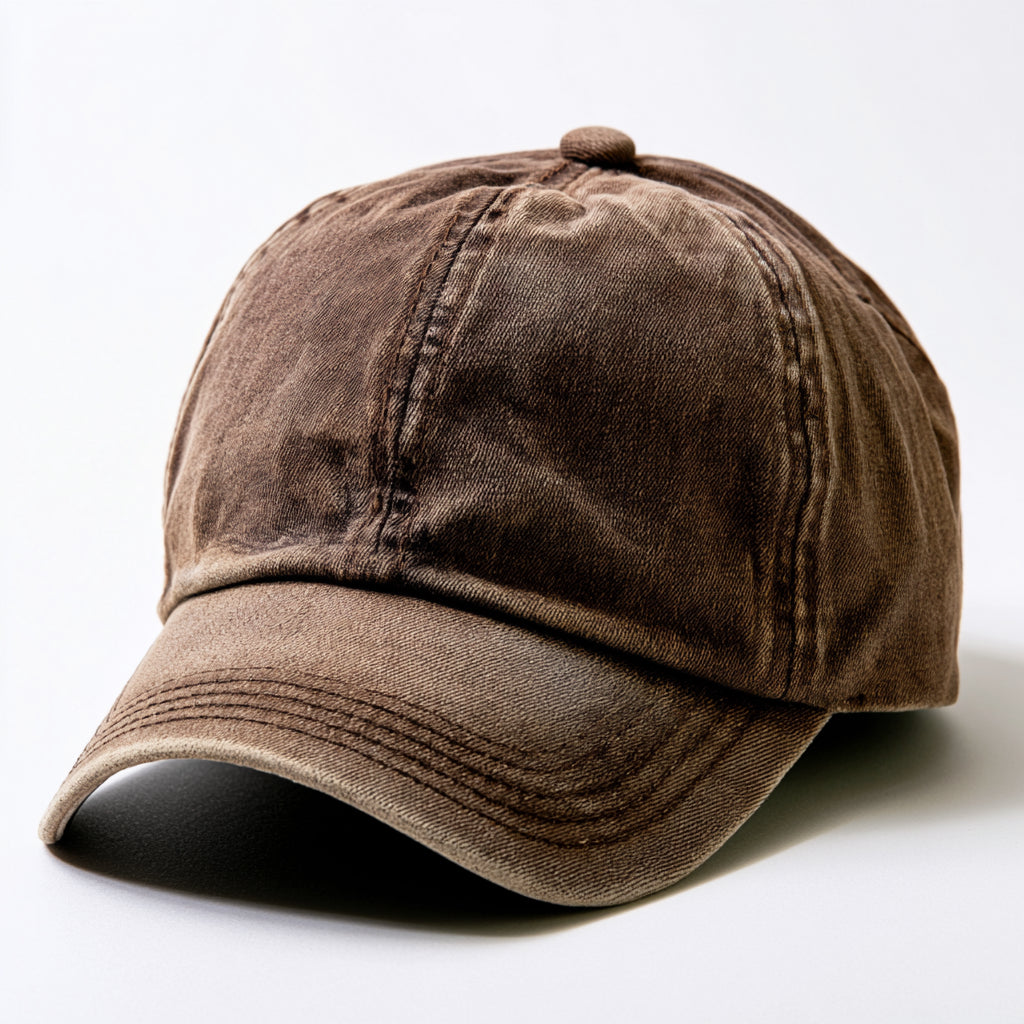 Caps-Baumwolle-29x20x13 cm-Braun-Baseballcap im Vintage-Look