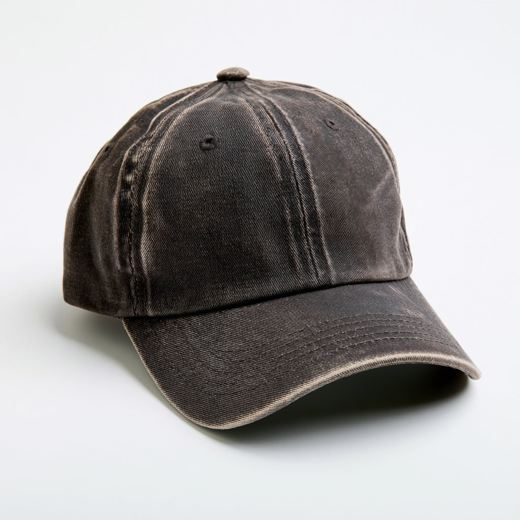 Caps-Baumwolle-29x20x13 cm-Dunkelbraun-Baseballcap im Used-Look