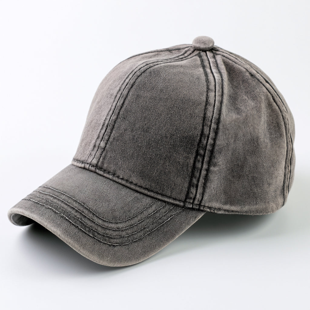 Caps-Baumwolle-29x21x12 cm-Grau-Baseballcap im Vintage-Look