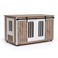 Hundehütten & Hundekäfige-Holz-Metall-120 x 60 x 75 cm-Braun-Weiß-Naturholz-Schwarz-Funktionaler Möbelstil Hundekäfig