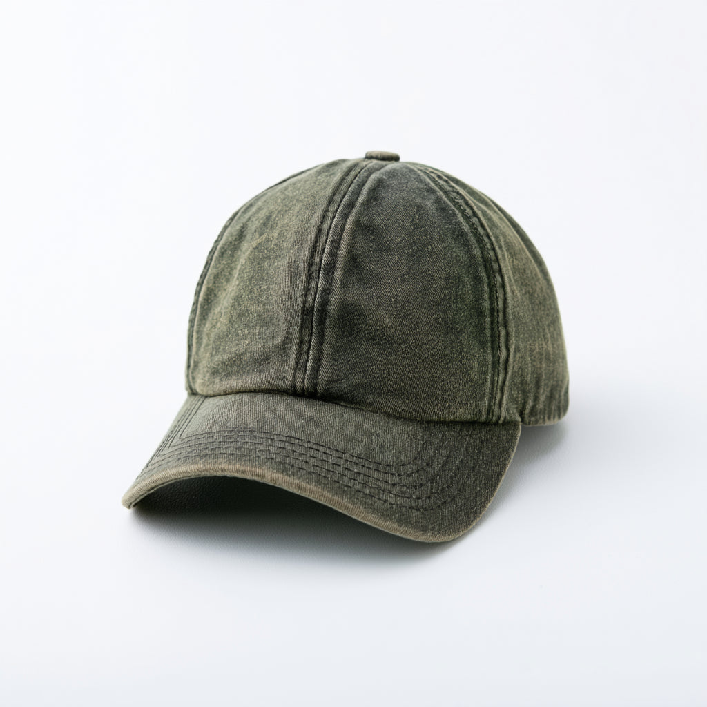 Caps-Baumwolle-29x20x13 cm-Olivgrün-Baseballcap im Used-Look