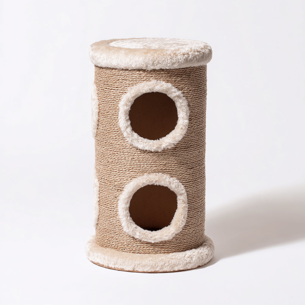 Kratzbäume & Katzenmöbel - Sisal-Plüsch-Holzwerkstoff - 42x42x90 cm - Beige-Natur - klassisch wohnlich