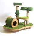 Kratzbäume & Katzenmöbel - Bambus-Sisal-Plüsch - 120x72x128 cm - Grün-Natur - natürlich modern