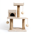 Kratzbäume & Katzenmöbel - Sisal-Plüsch-Holzwerkstoff - 76x46x112 cm - Beige-Natur - verspielt klassisch