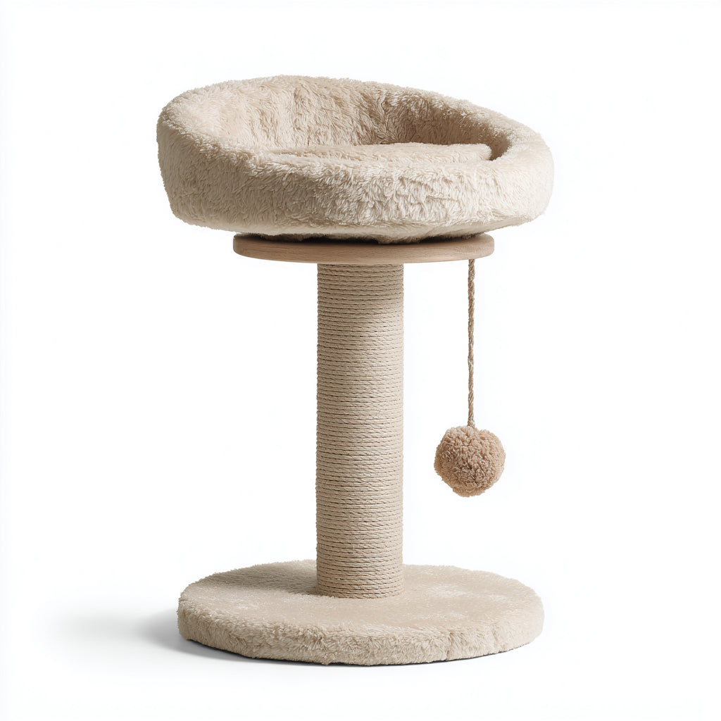 Kratzbäume & Katzenmöbel - Sisal-Plüsch-Holzwerkstoff - 58x48x86 cm - Creme-Natur - weich gemütlich